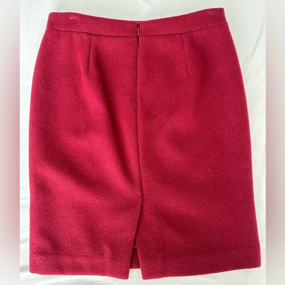 Burgundy J Crew Mercantile Wool Blend Pencil Skirt